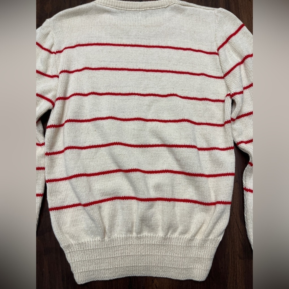 Par Four Sweater Vintage 90’s Deadstock Cream Red Stripes 100% Cotton Golf EUC - Picture 8 of 15
